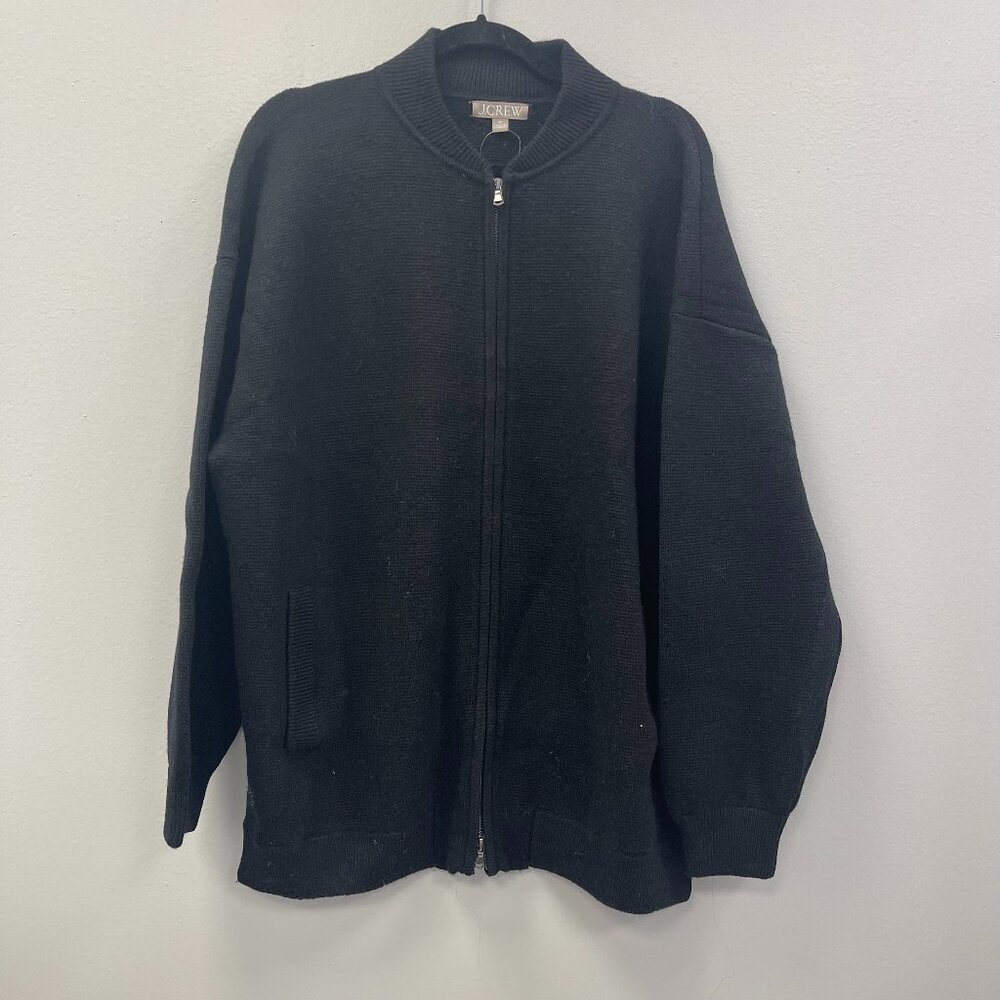 J. Crew Full-Zip Flight Crew Sweater in Black - XL - NWT - Picture 2 of 6